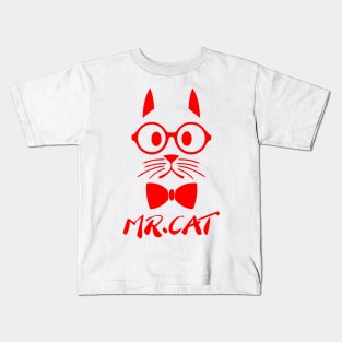 Red Mr Cat Kids T-Shirt